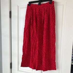 VINTAGE Gina Peters Red Floral Women's Skirt midi pockets medium